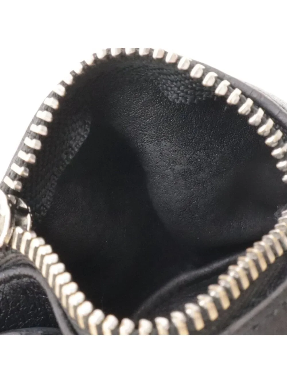 Loewe Elephant Animal Coin Case Pouch Charm Leather Black Silver